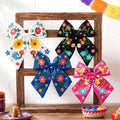 Mexican Embroidered Hair Bows Set - 4 Colorful Floral Clip Accessories for Women - Classic Variation