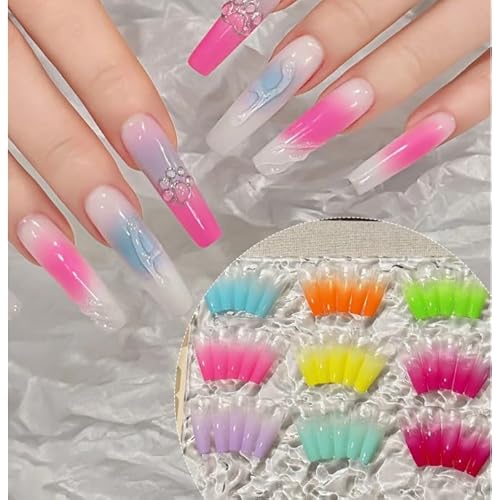 Gradient Pat Pat Gel, 9 Colors Ombre Gel Nail Polish with Nail Sponges & Airbrush Stencils for Ombre Gel Airbrush Nails, Y2K Pallet Patting Gels for Nails