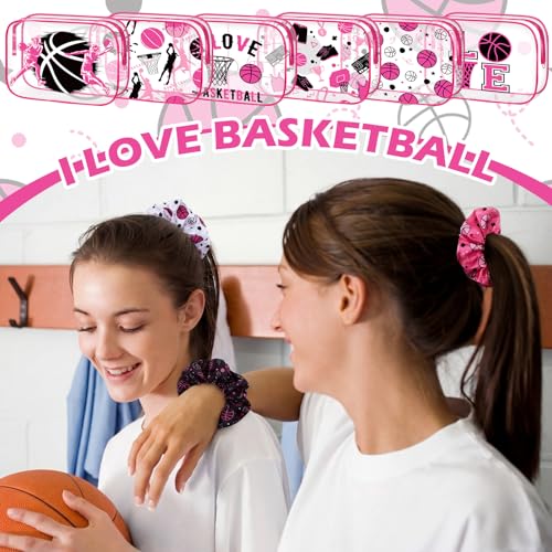 Pink Basketball Makeup Bag Set with Brushes and Hair Scrunchies - 36 Pcs