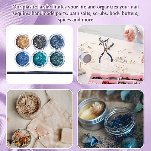 SATINIOR 100 Pcs Plastic Jars with Lids Small Containers Lids Wide Mouth Small Plastic Containers for Lotion Cream Rhinestones Body Butters Travel Storage(4 oz,White)