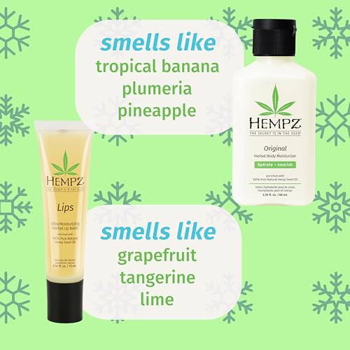 Hempz Original Mini Lotion and Lip Balm Gift Set, All is Bright Kit, Limited Edition, 2.25 oz and .44 oz