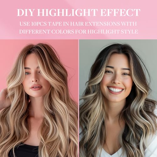 Balayage Dark Brown Mixed Chestnut Brown Tape in Hair Extensions 14 Inch 25g - 10 Pieces