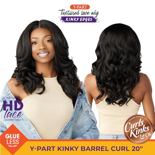 Sensationnel Kinky Edges Wig - Kinky Barrel Curl 20 Inch 1B OFFBLACK - Synthetic Wig