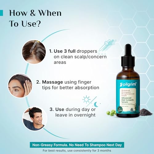 Pilgrim Hair Growth Serum with Redensyl 3%, Anagain 4% & Baicapil 50ml – Pack of 1