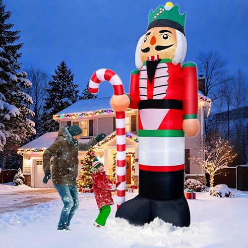 12 Ft Outdoor Christmas Inflatable Nutcracker with Candy Cane & LED Lights