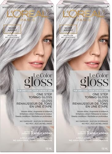 L'Oreal Paris Le Color Gloss One Step In-Shower Toning Hair Gloss - Silver / 4 Fl Oz (Pack of 2)