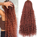 18 Inch Boho Box Braids Crochet Hair with Curly Ends - 8 Packs, Synthetic, Natural Look
