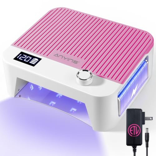 Cordless UV LED Nail Lamp 120W for Gel Nails with Auto-Sensor - Pink - Long-Lasting Beads