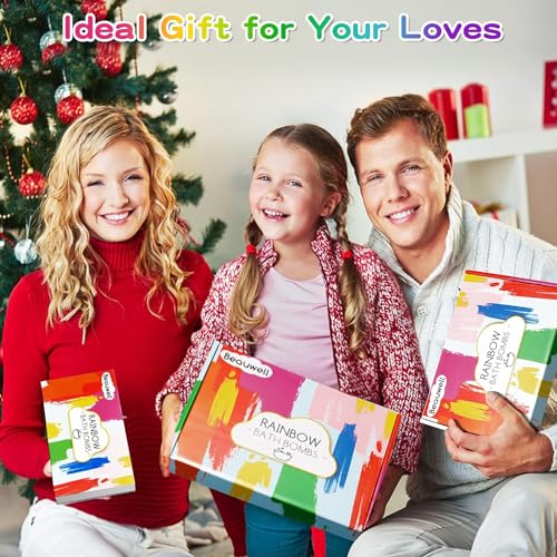 Rainbow Kids Bath Bombs Gift Set with Blueberry, Passion Fruit, Peach & Pineapple - 4 Pcs