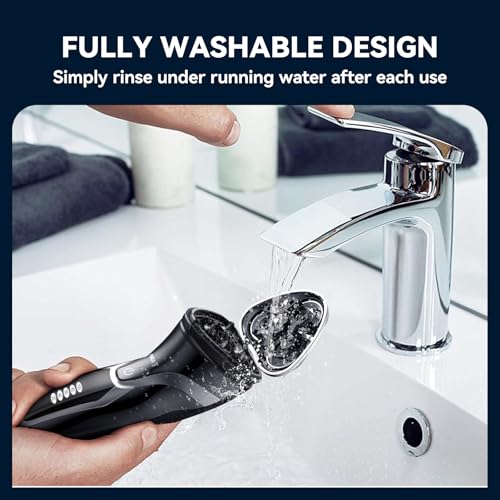 MAX-T Electric Rotary Razor for Men, Wet & Dry Shaver with Pop-Up Trimmer - Black