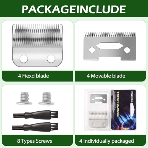 4 Pack Professional Replacement Clipper Blades,Precision 2 Holes Adjustable Hair Clipper Parts Blade for 5-Star Senior, Magic Clip, Reflections Senior
