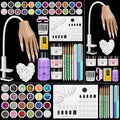 Brown Acrylic Nails Kit with Silicone Practice Hand for Beginners DIY Salon
