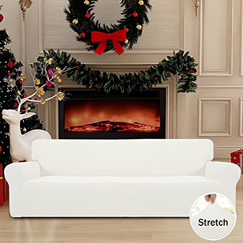 XX-Large Cream Oversized 4 Seater Sofa Couch Cover - Easy-Going Stretch Protector
