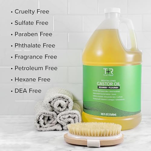 Pure Castor Oil 128 Fl Oz - Cold-Pressed, Unrefined, Hexane Free, Skin & Hair Nourishing