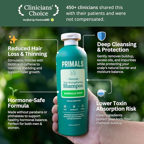 PRIMALS Hair Strengthening Shampoo with Biotin & Raw Honey - Thicker, Fuller Hair - 13.5 Fl Oz