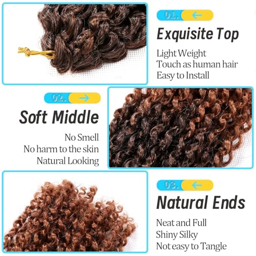 CooCooJoo 12-Inch Short Passion Twist Crochet Hair - 8 Bundles, 1B/30#, Kinky Curly for Black Women & Kids