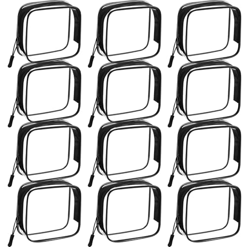 12 Pack Clear Cosmetic Makeup Bags with Zipper TSA Approved Waterproof Organizer