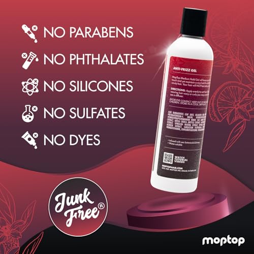 MopTop Salon Anti Frizz Curl Defining Gel 8oz for Wavy & Curly Hair – Medium Hold
