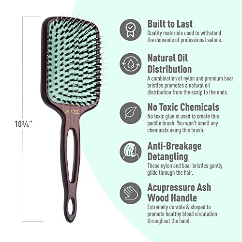 MINT Eco-Friendly Boar Bristle Paddle Hair Brush 133x83mm for Women