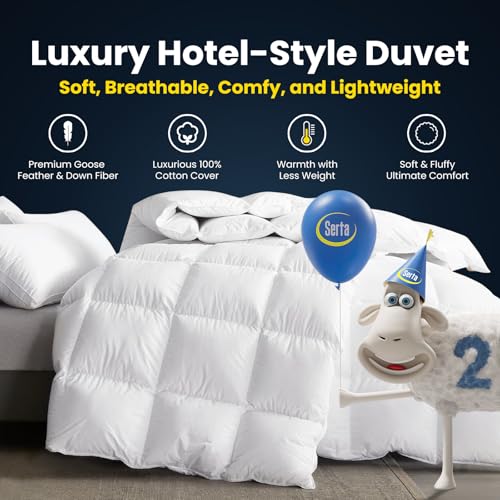 White Goose Feather Down Fiber Comforter King Size All Season Duvet Insert