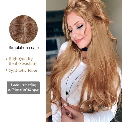 Long Wavy Strawberry Blonde Wigs for Women - 24 Inch Synthetic Heat-Resistant Hair, Natural Style - Variation: Strawberry Blonde 8044