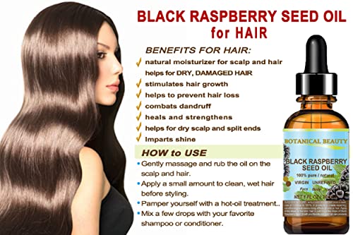 Black Raspberry Seed Oil - Pure Natural Cold Pressed Face, Skin, Hair, Lip & Nail Care (2 Fl Oz) - Undiluted Virgin Oil