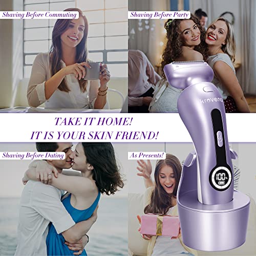 Electric Shaver for Women Electric Razor for Womens Bikini Legs Underarm Public Hairs Rechargeable Trimmer with Detachable Head Cordless Wet Dry Use,Replacement Women Shaver Head for Electric Razor