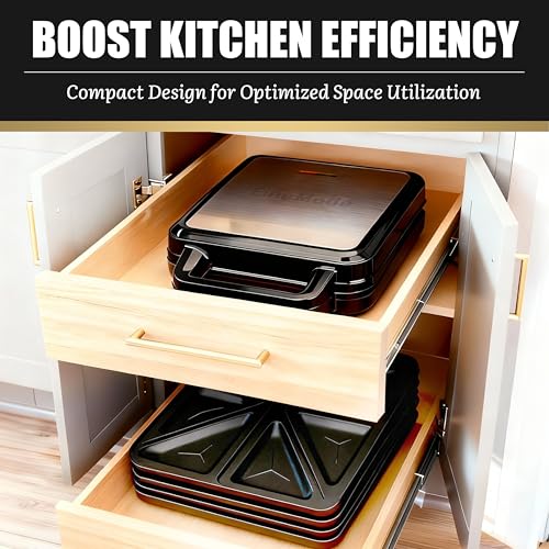 3-in-1 Panini Grill Press with Removable Plates - Breakfast Sandwich & Waffle Maker - Electric Griddle