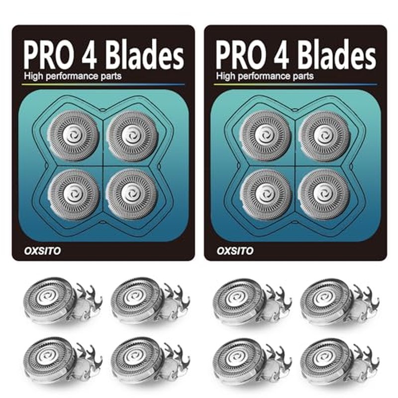 8Pack Pro 4 Head Replacement Blades for Pitbulls Bald Head Razors Gold PRO, Silver PRO, Platinum PRO¡¦ Series, Precision Replacement Blades for Head, Face, and Body Grooming.