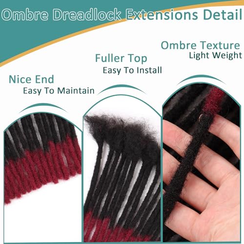 Viovian 1b-Bug 6 Inch Human Hair Dreadlock Extensions - 60 Strands Ombre Locs