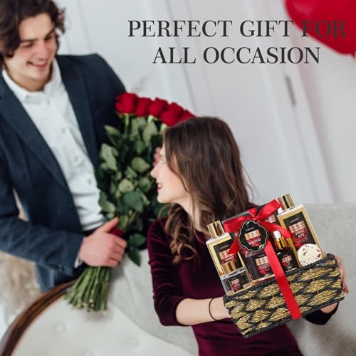 Birthday Gifts for Women, Spa Gift Baskets for Women, 14 Pcs Cherry Blossom & Rose Fragrance Spa Gifts for Mothers Day Gifts, Birthday Gifts for Wife, Self Care Kit