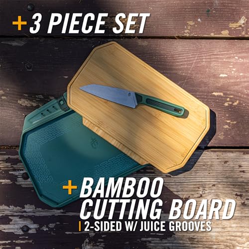 Gerber ComplEAT Slim Camping Cutting Board Set with Paring & Chef Knives