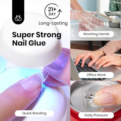 Beetles HEMA-Free Nail Glue & No-Wipe Top Coat Set, 2Pcs 15ml TPO-Free Strong Hold for Press-On Nails & Nail Tips, Easy Soak-Off, Mirror-Shine, Beginner-Friendly & Gentle for Sensitive Nails