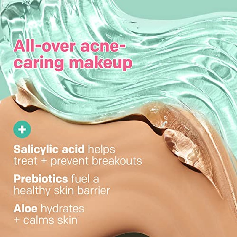 Almay Clear Complexion Acne Foundation Makeup with Salicylic Acid - Lightweight, Medium Coverage, Hypoallergenic, Fragrance-Free, for Sensitive Skin, 400 Neutral, 1 fl oz. (Pack of 4)
