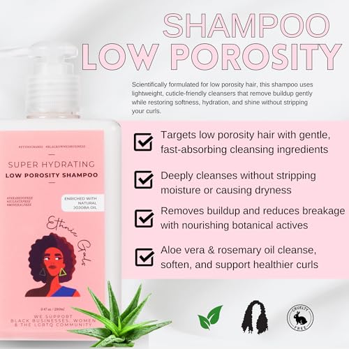 Ethnic Gals Low Porosity Shampoo - 1-Pack Hydrating & Moisture-Locking for Curly Hair