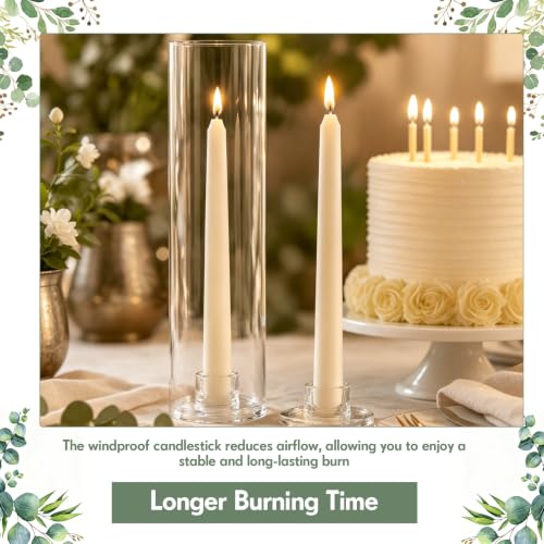 36 Pack 12-Inch Tall Glass Hurricane Candle Holders with Taper Candles for Decor