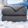 Dark Gray King Size Cooling Comforter Reversible Waffle Weave Bed Blanket