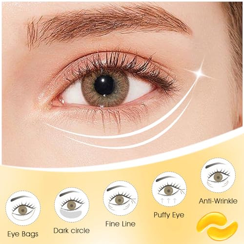 Adofect Under Eye Patches 30 Pairs, 24K Gold Under Eye Mask with Hyaluronic Acid for Dark Circles and Puffy Eyes, Bachelorette Party Accessories, Bridesmaid Gifts, Daily Skin Care