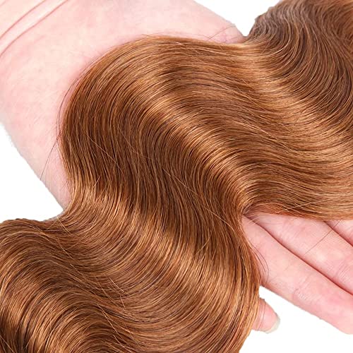 Brown Human Hair Bundles 28 Inch Body Wave - 30# Virgin Hair, Double Weft, 100G/PC, Unprocessed Brazilian