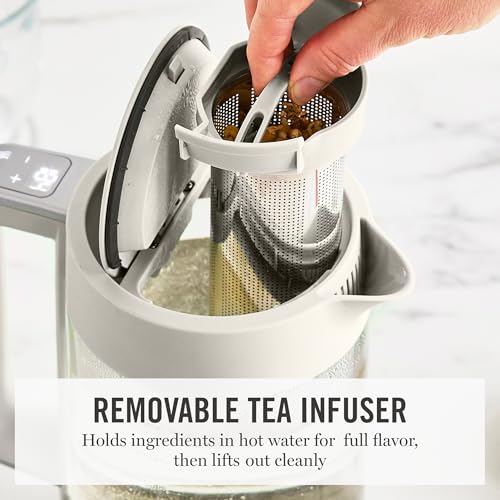Electric Glass Kettle with Removable Tea Infuser - 1.7L, Linen Cream