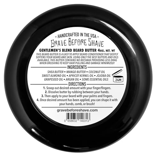 Gentlemen's Beard Butter with Sandalwood & Bourbon Scent - 4 oz