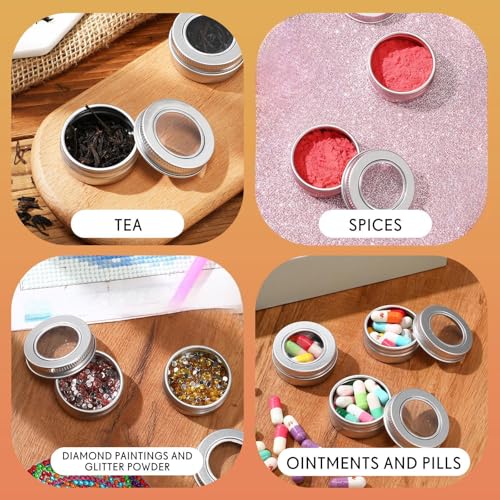 50 Pcs Aluminum Refillable Cosmetic & Lip Balm Containers 1 oz - Clear Top Screw Lid