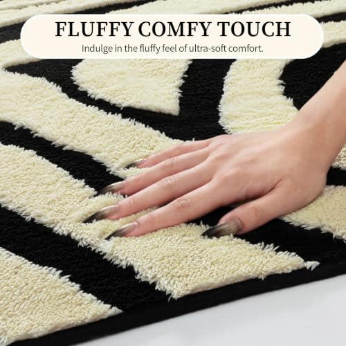 Zebra Pattern 5x7 ft Washable Area Rug for Living Room - Non-Slip Black & White Abstract Carpet - Nursery, Bedroom, Office Decor