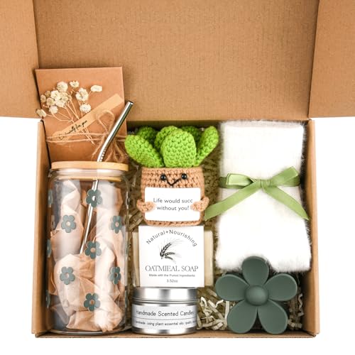 Self Care Gift Basket for Women - Relaxing Spa Set with Candle Socks & Coffee Cup
