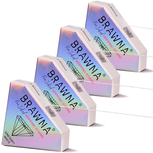 BRAWNA White 4-Pack Eyebrow Mapping String, 30 M Each, Professional Cosmetic Tool