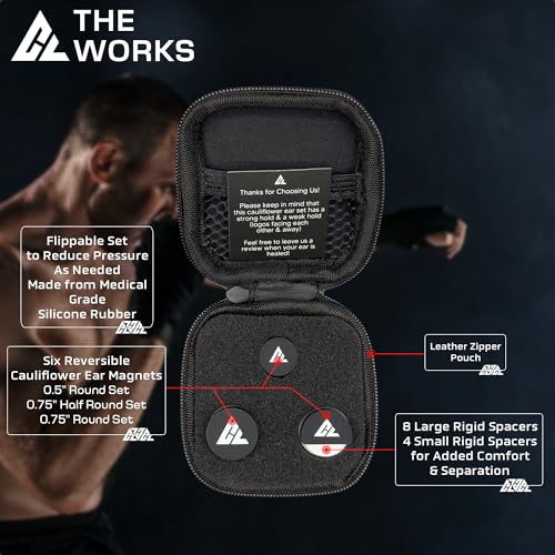 Cauliflower Ear Magnet Set - 6 Reversible Magnets + Pressure Discs & Sizes - Ear Injury Treatment & Prevention Kit - Variation of THIS listing