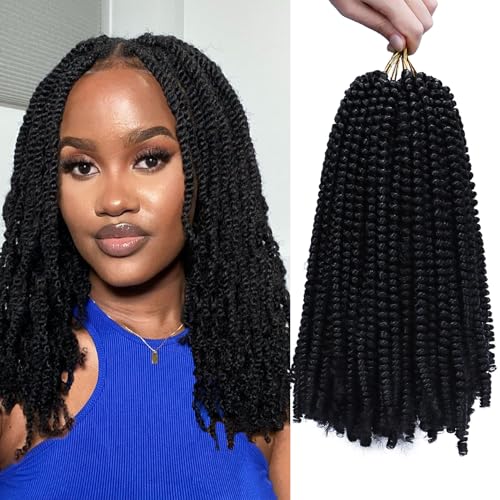 Spring Twist Braiding Hair 14 Inch Black 1B - Pack of 6, Natural Look