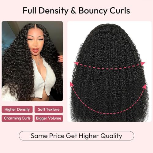 16 Inch Human Hair Lace Front Wigs Afro Kinky Curly 13x6 HD Glueless Wig - Natural Look
