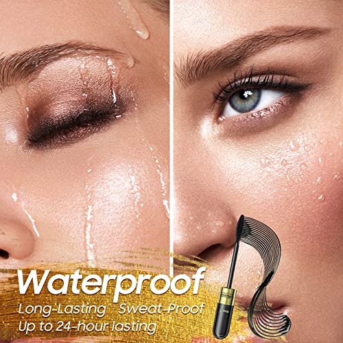 Volume and Length Liquid Mascara - Waterproof and Sweat Resistant Black Mascara Curling Eyelashes and Fast Dry, No Flaking and No Clumping, Cruelty Free, Create Dramatic Lashes (Black)