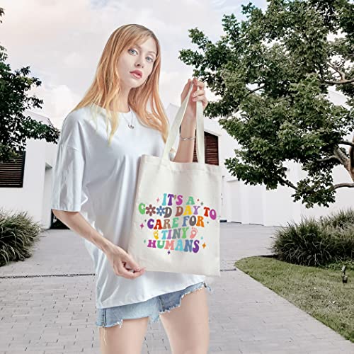 WCGXKO NICU Nurse Gift - NICU Nurse Graduation Canvas Shopping Bag (TINY HUMANS Tote)